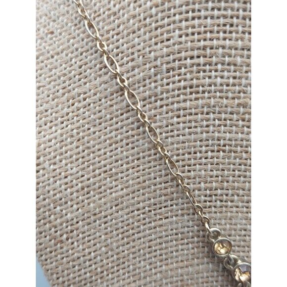 Cute Amber Glass Crystal Gold Tone Pendant Necklace Statement 18" Collar MINT - Picture 2 of 7